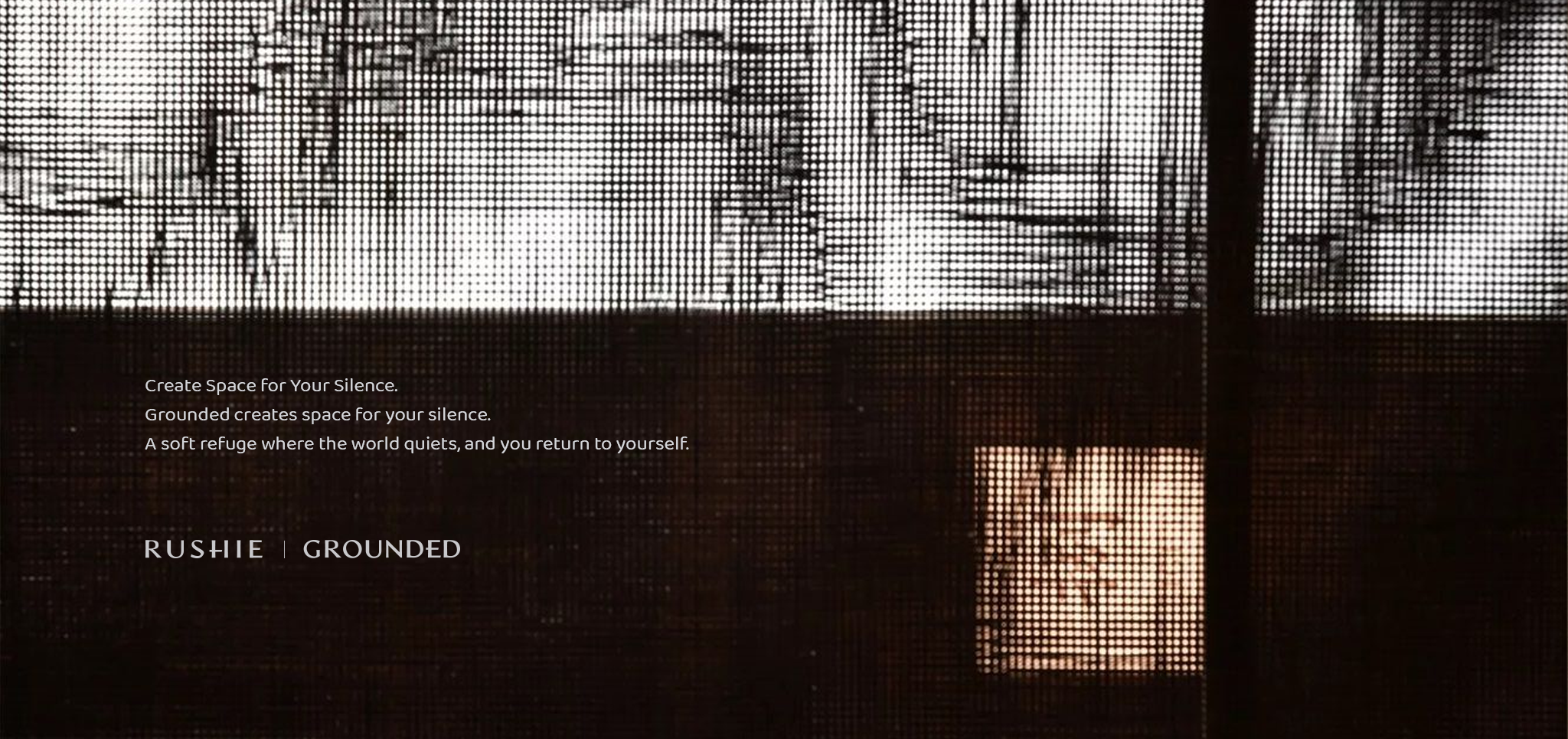 Text on a black background with a patterned overlay